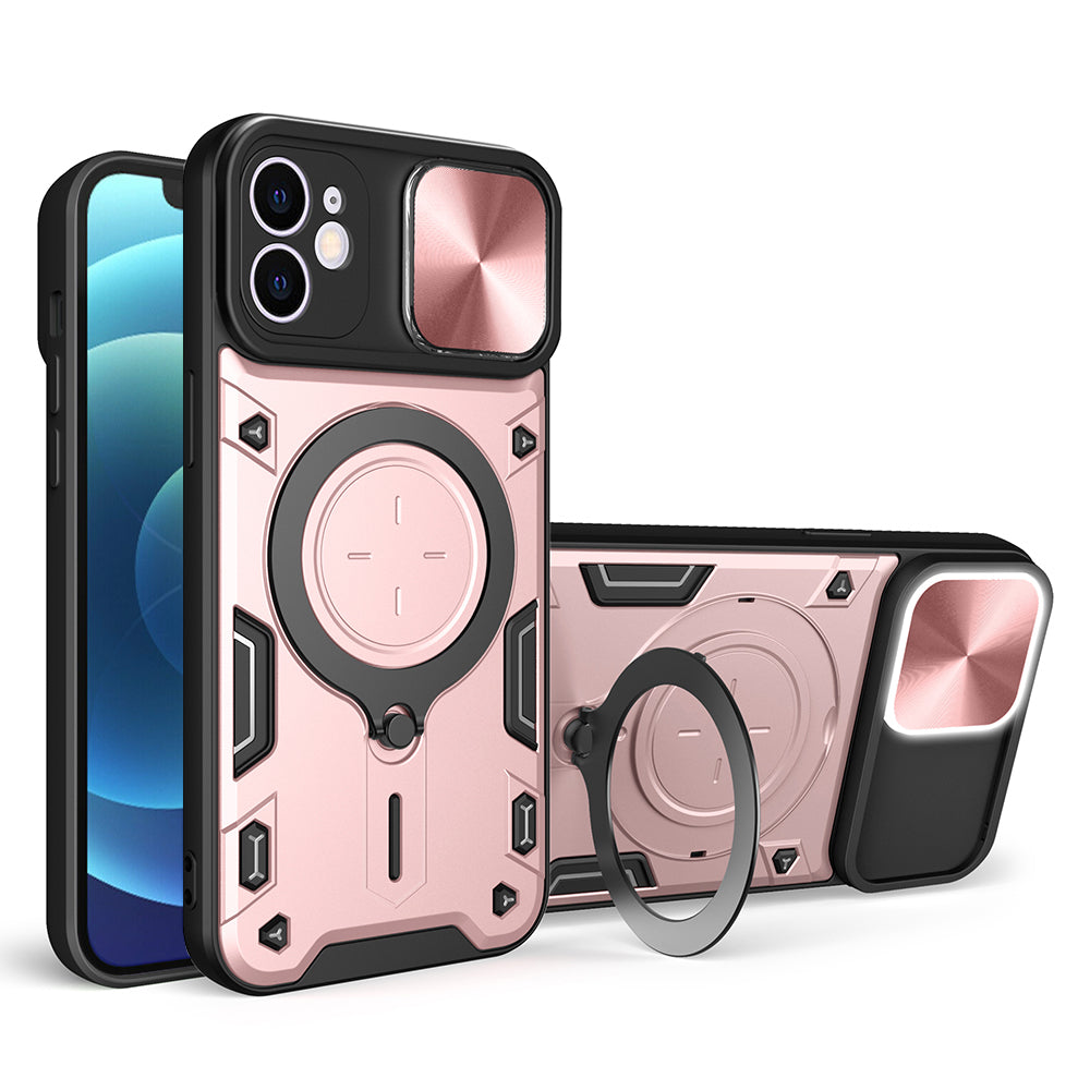 For iPhone 12 6.1 inch Slide Camera Lid Phone Case Rotatable Kickstand PC + TPU Shockproof Cover For iPhone 12 6.1 inch Slide Camera Lid Phone Case Rotatable Kickstand PC + TPU Shockproof Cover